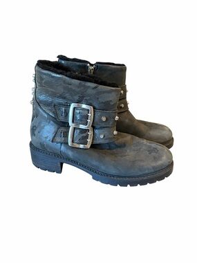 Ross & Snow Stefana SP Leather moto boots Camo Size 7 Women’s
